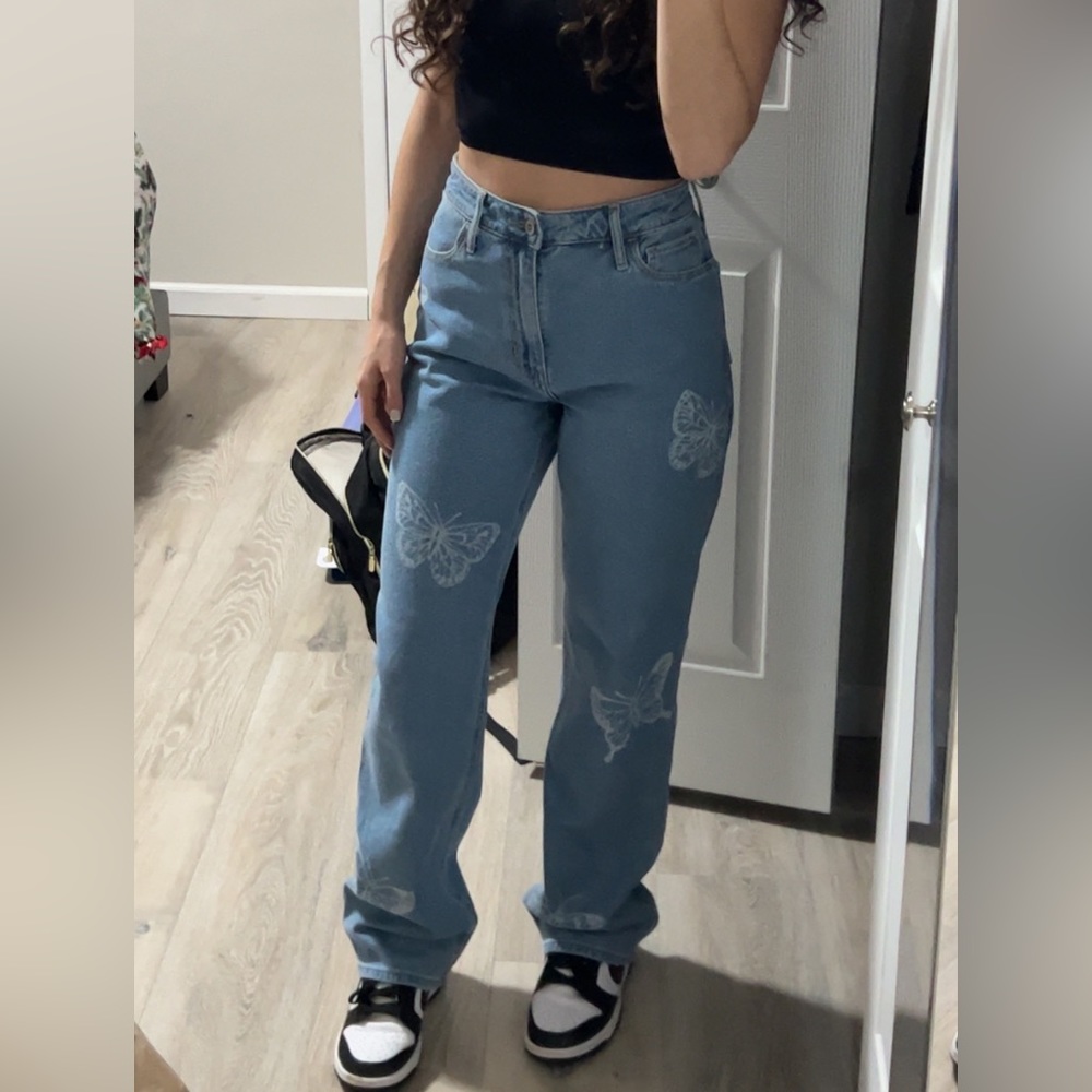 High waisted boyfriend jeans